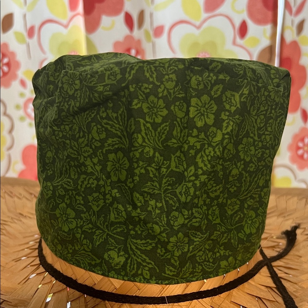 Green Floral scrub cap